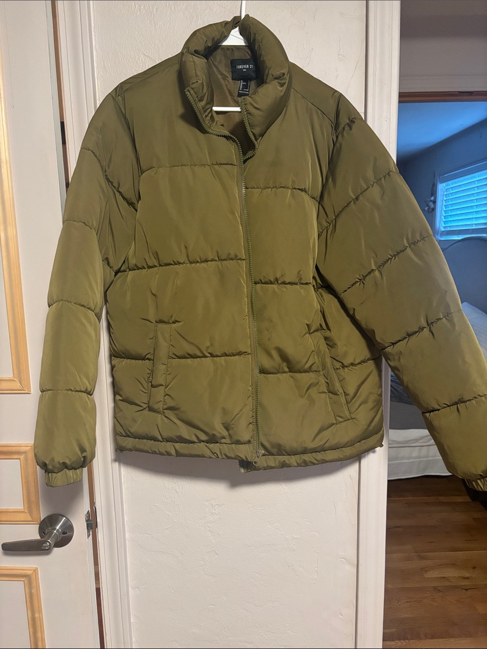 Forever 21 Olive Quilted Puffer Jacket